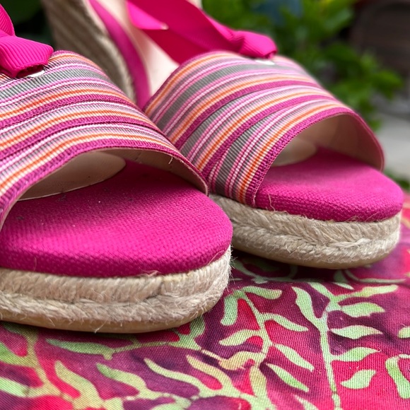 Talbots Pink Ankle Wrap Espadrille Wedge Sandals - Picture 5 of 17